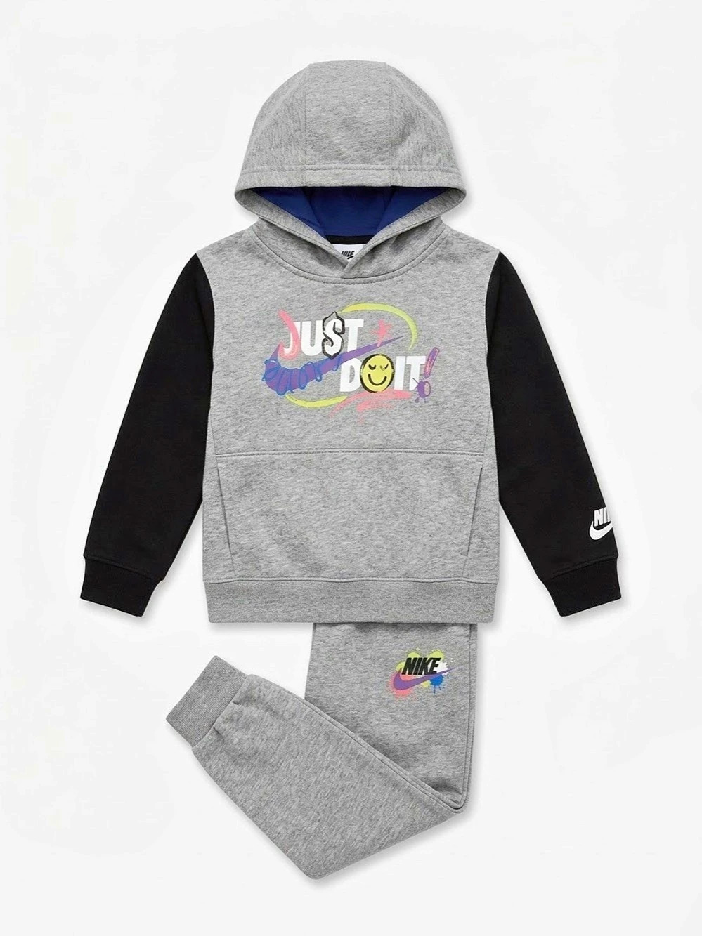 Kids Nike Doodle "Just Do It" Gray Sweatsuit, Size S (4-5), Thinner Style, EUC